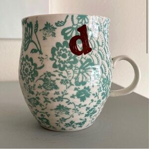 Anthropologie Monogram Initial D Artisan Coffee Mug
Tea Cup Sea Foam Green Cream
